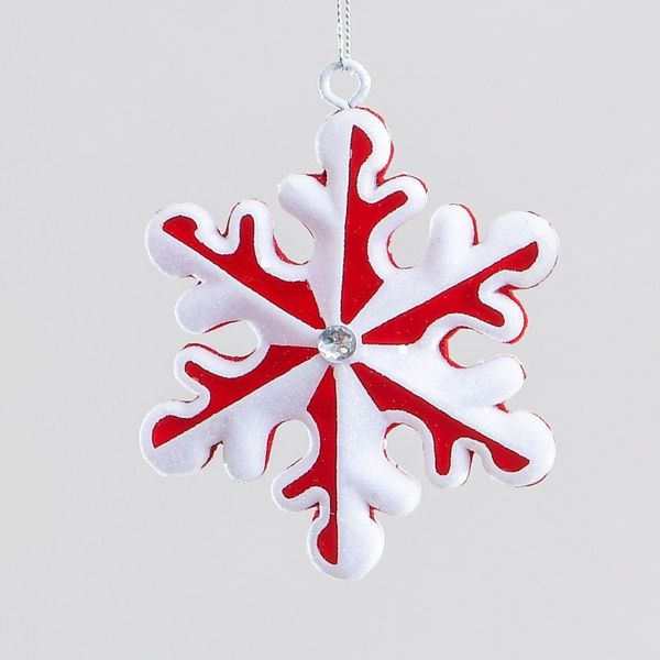 10cm Round S/Flake Dec Red/Wht