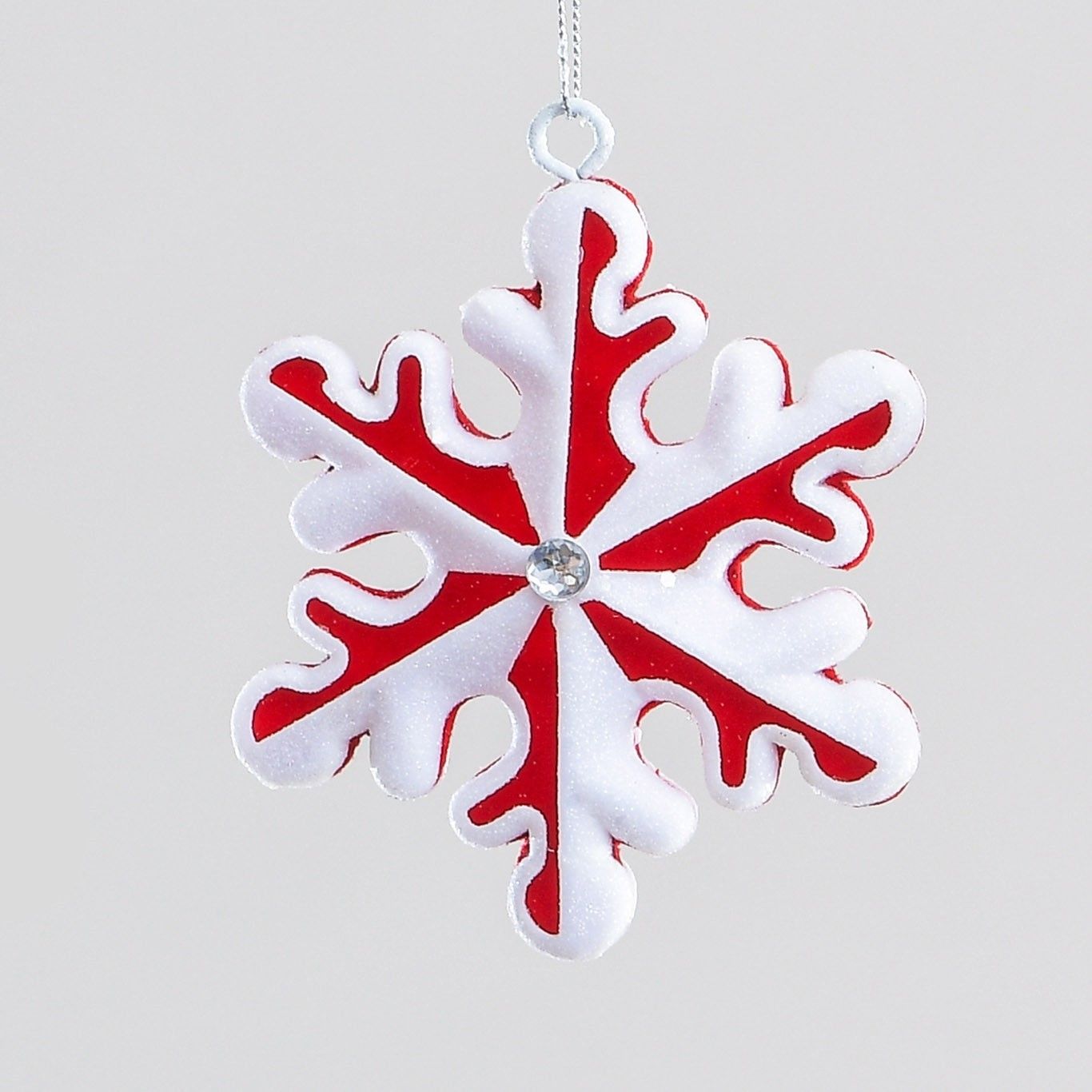10cm Round S/Flake Dec Red/Wht