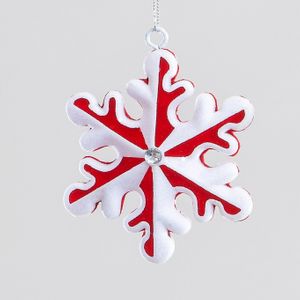 10cm Round S/Flake Dec Red/Wht
