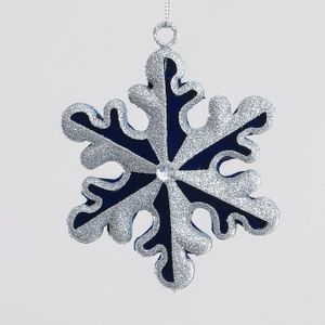 10cm Round S/Flake Dec Blue/Silver