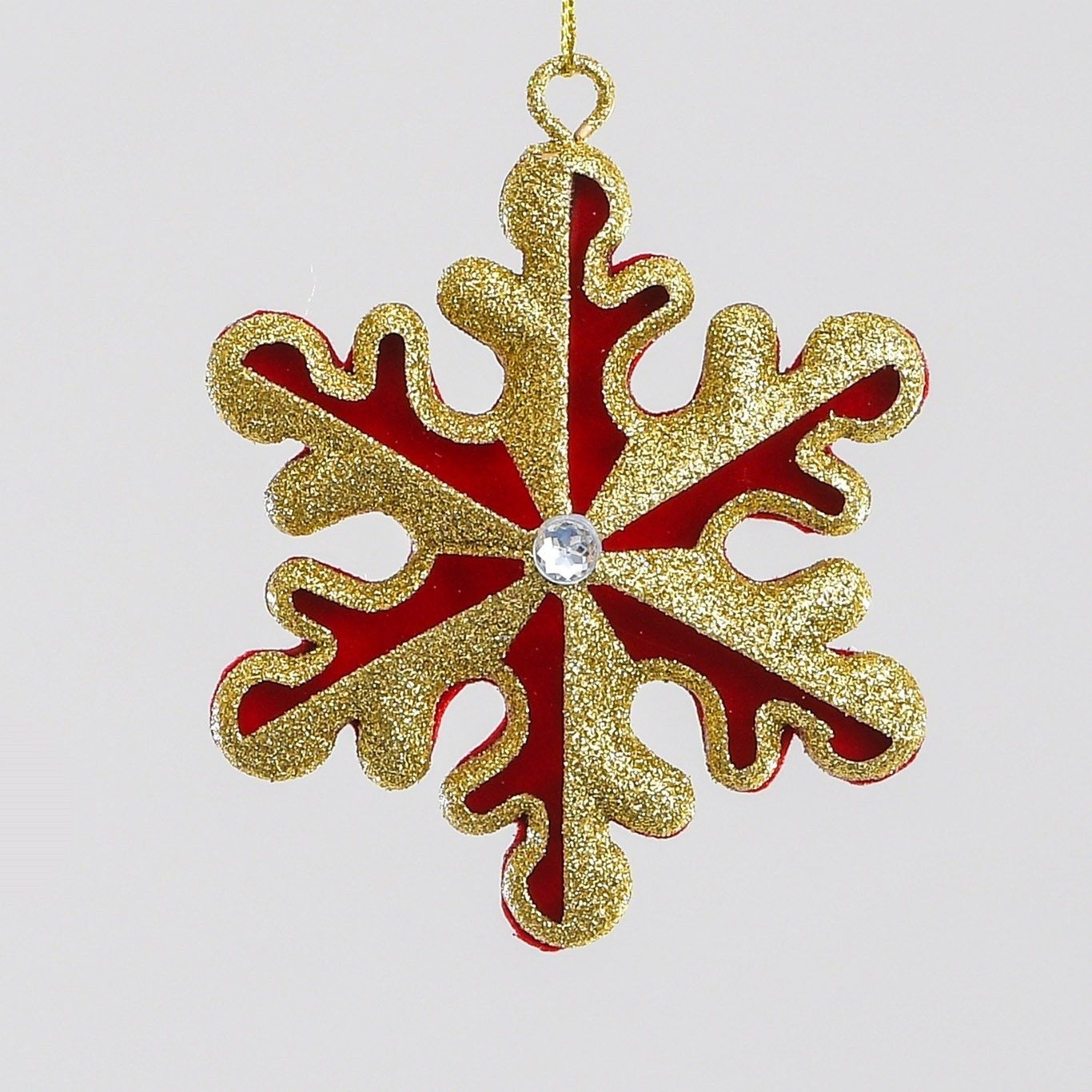 10cm Round S/Flake Dec Gold/Red