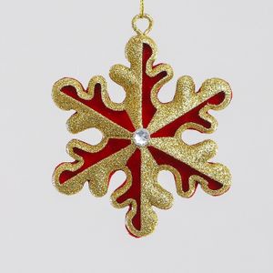 10cm Round S/Flake Dec Gold/Red
