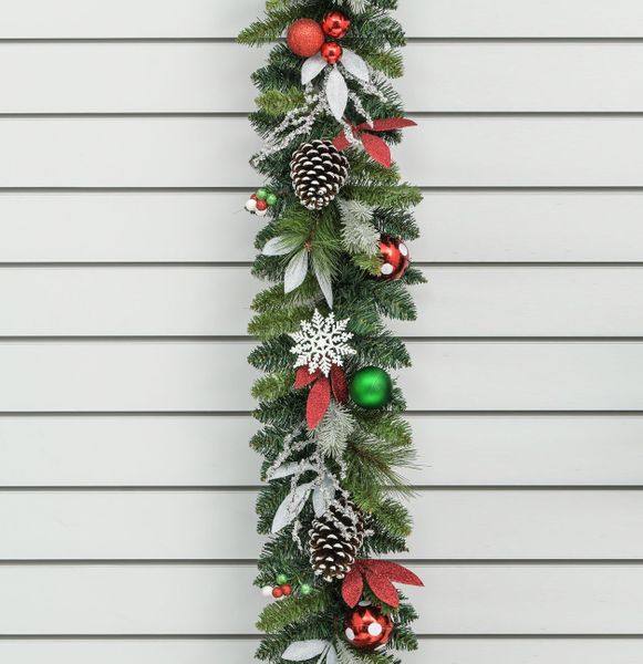 180cm Glitter Leaf/Ball Grlnd Mult