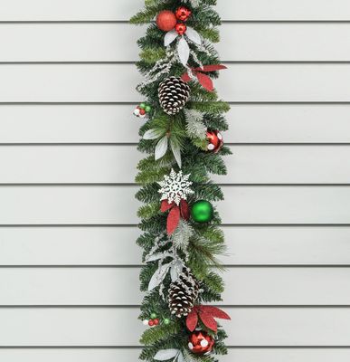 180cm Glitter Leaf/Ball Grlnd Mult