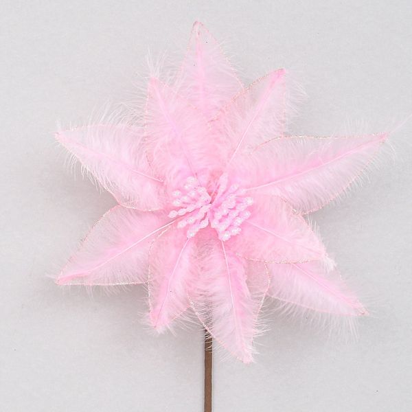 60cm Feathered Poinsettia Pink