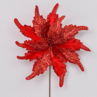 70cm Glitter Giant Poinsettia Red