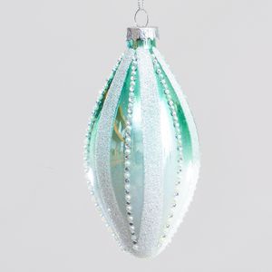 8cm Glass Bead/Glitter Drop Mint