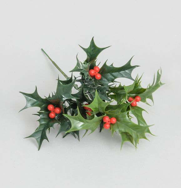 20cm Plastic Holly Green
