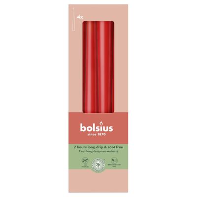 Bolsius Essentials Tapered Candles - 245 x 24mm Box 4 - Delicate Red