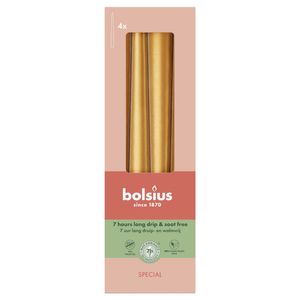 Bolsius Essentials Tapered Candles-245 x 24mm-Special-Box 4-Metallic Gold Orange