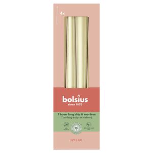 Bolsius Essentials Tapered Candles-245 x 24mm Special-Box 4- Met White Silver