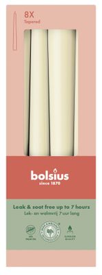 Bolsius Essentials Tapered Candles 245 x 24mm- Box 8 - Soft Pearl