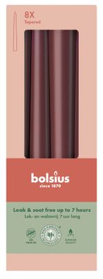 Bolsius Essentials Tapered Candles 245 x 24mm- Box 8 - Velvet Red 