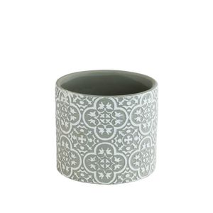 Patterened Grey/White Ceramic Pot 10.5cm