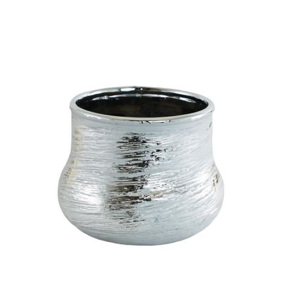 Grey + Silver Ceramic Vase 13cm