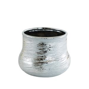 Grey + Silver Ceramic Vase 13cm