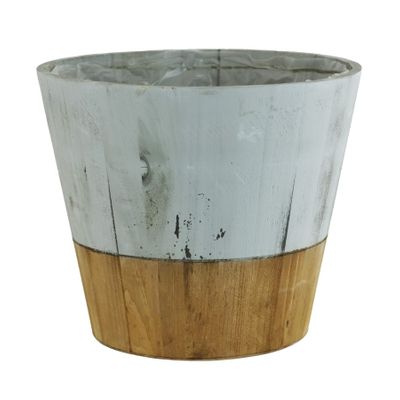 Wooden Planter - painted grey/natural