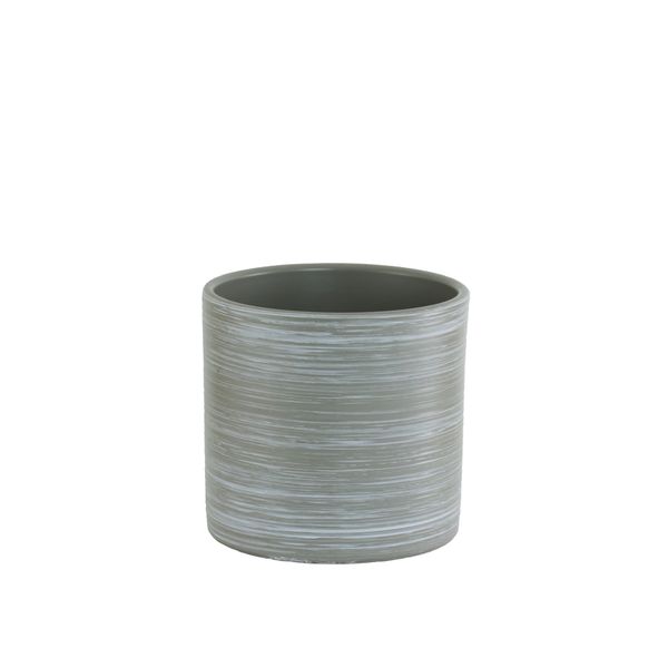 Ceramic pot grey/white stripes 13cm