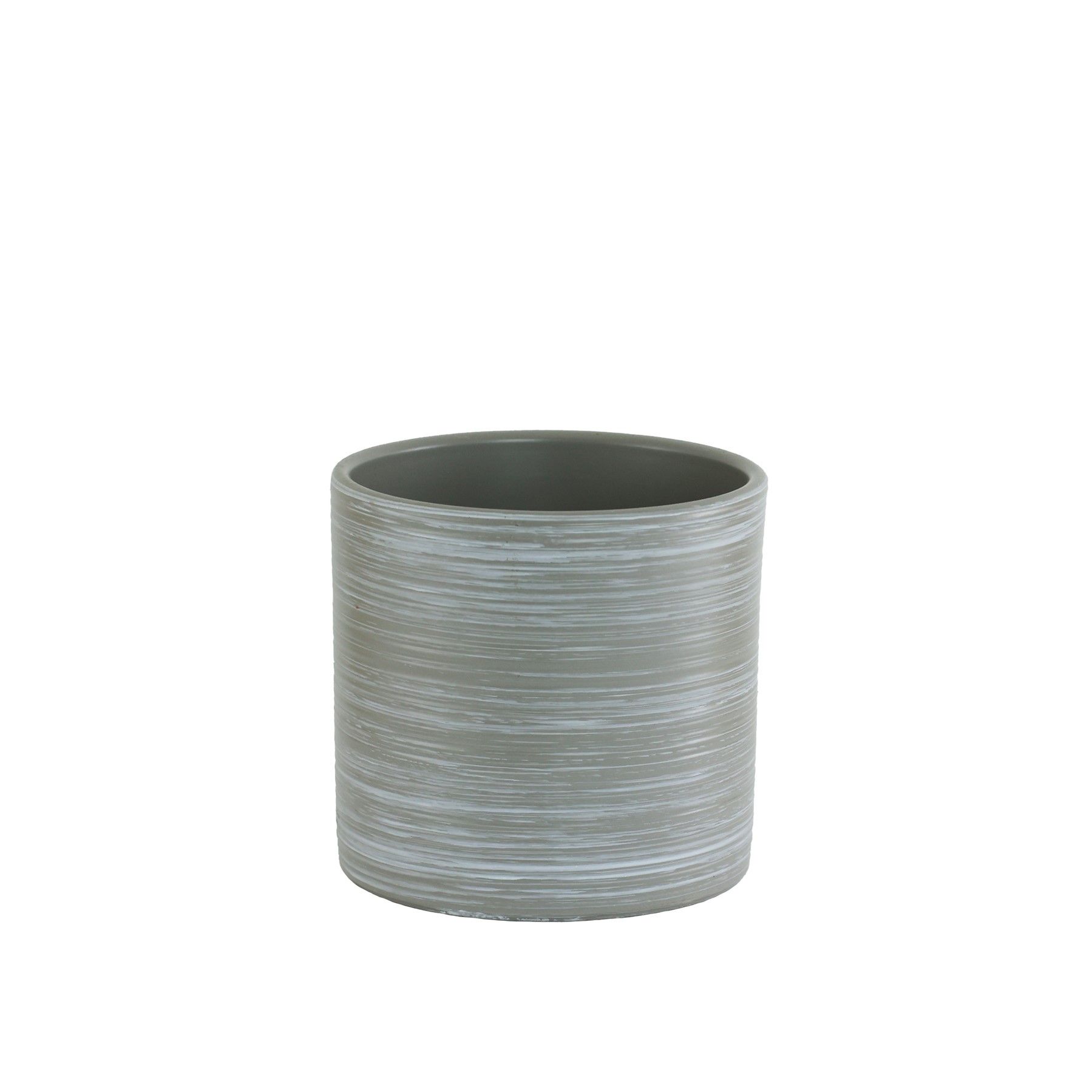 Ceramic pot grey/white stripes 13cm