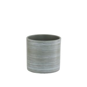 Ceramic pot grey/white stripes 13cm