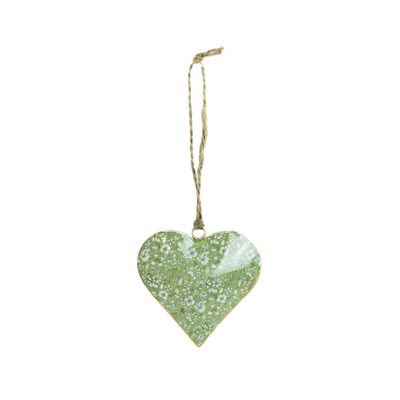 Green Flower eart pendent on a rope
