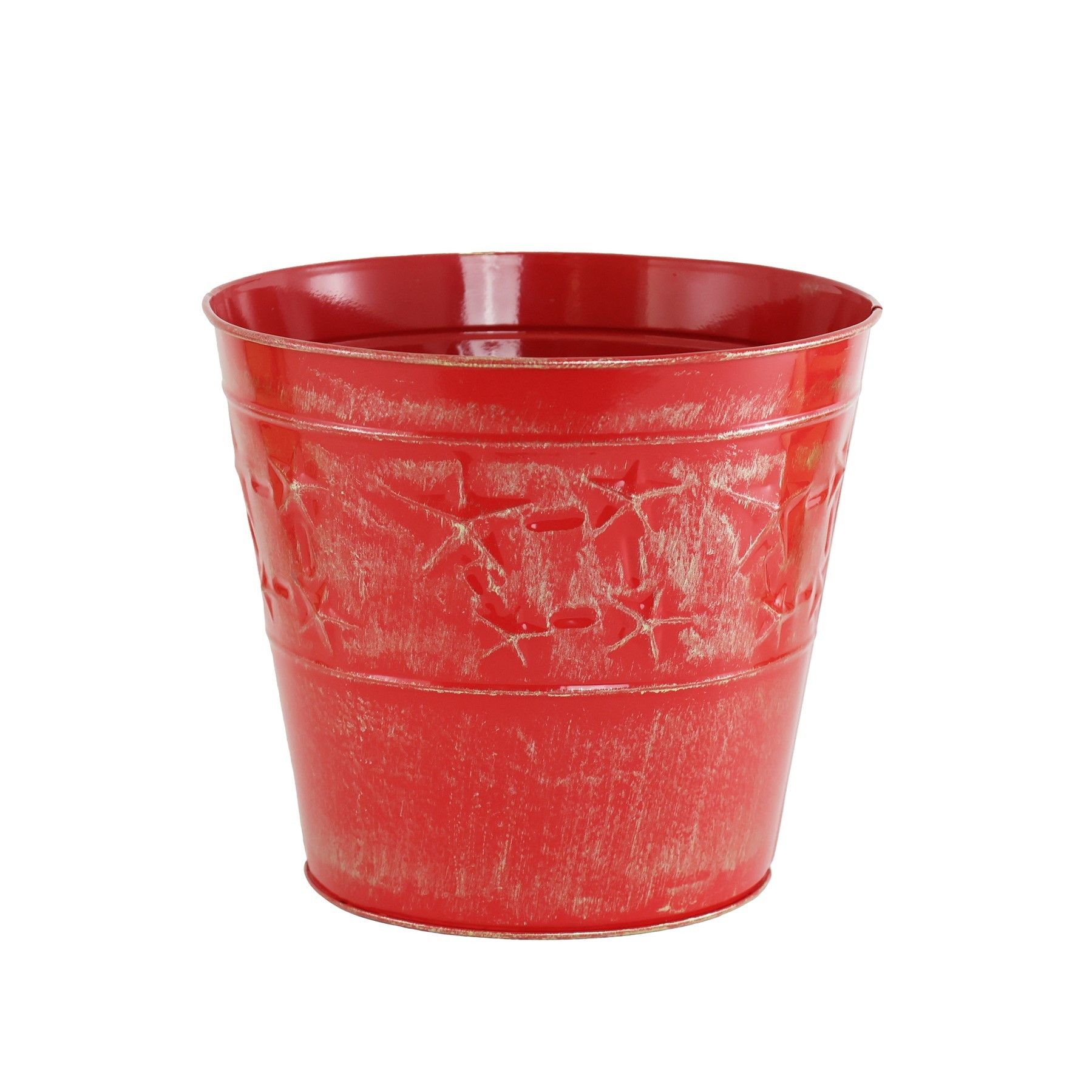 Red + Gold star zinc bucket 21cm