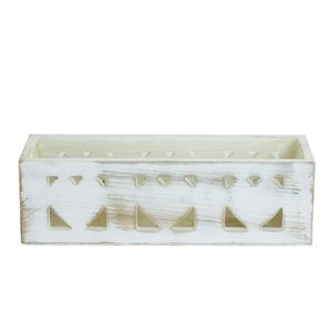 Wooden Planter 3 cut out heart White