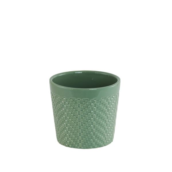 Gloss Sage Green Ceramic Block Pattern 10cm 