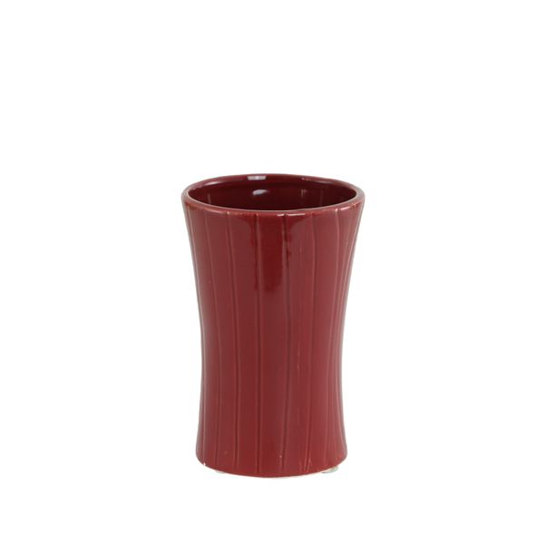 Red Vertiical Lined Ceramic 13cm 