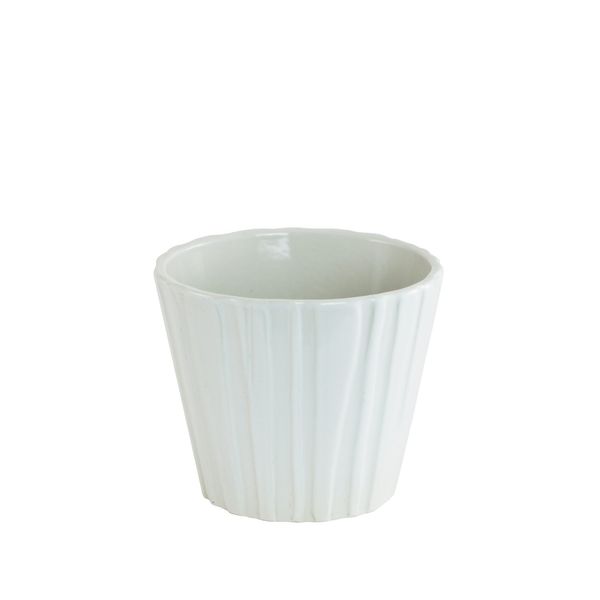 White gloss vertical lined ceramic 10cm