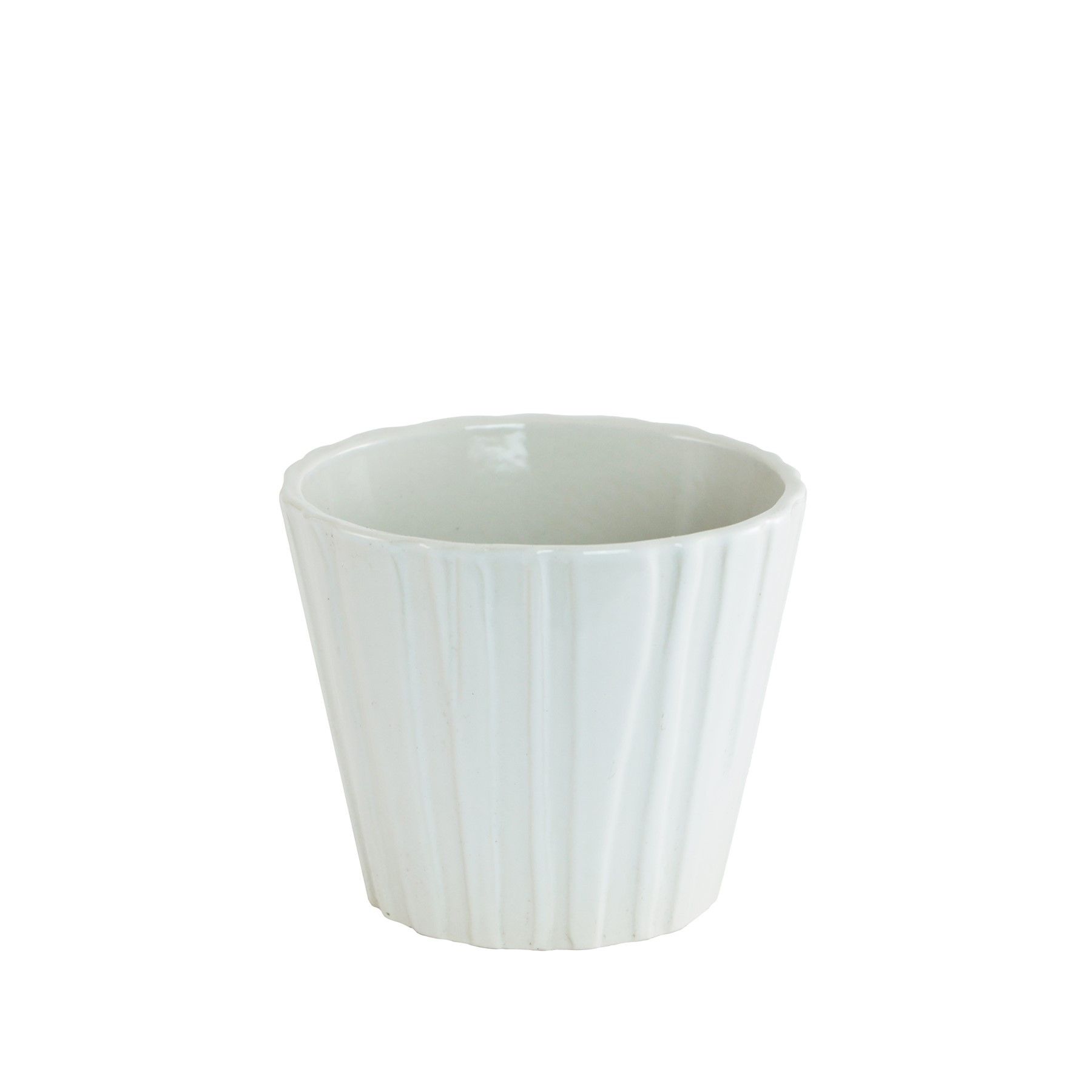 White gloss vertical lined ceramic 10cm