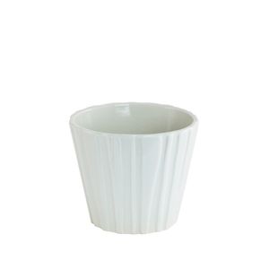 White gloss vertical lined ceramic 10cm