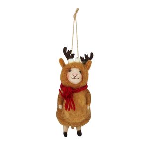 Felt Mouse in a Reindeer Costume Hanging Decoration - H12cm