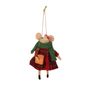 Felt Winter Mouse with Bow Hanging Decoration - H13cm