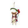Felt Mouse holding Holly Sprig Hanging Decoration - H15cm