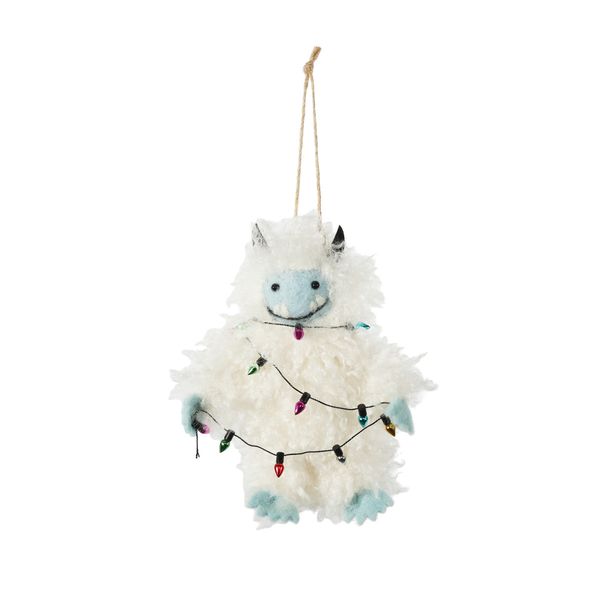 Felt Yeti with String Lights Hanging Decoration - H14cm