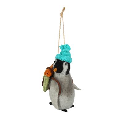 Felt Penguin with Backpack Hanging Decoration - H12cm