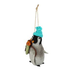 Felt Penguin with Backpack Hanging Decoration - H12cm