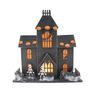 Halloween House Ornament- Black/Orange - LED Multi Colour - H26cm