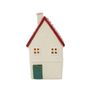 Stoneware House with Chimney/Red Roof Ornament - LED Warm White - H16cm