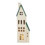 Stoneware Tall House Ornament - LED Warm White - H29cm
