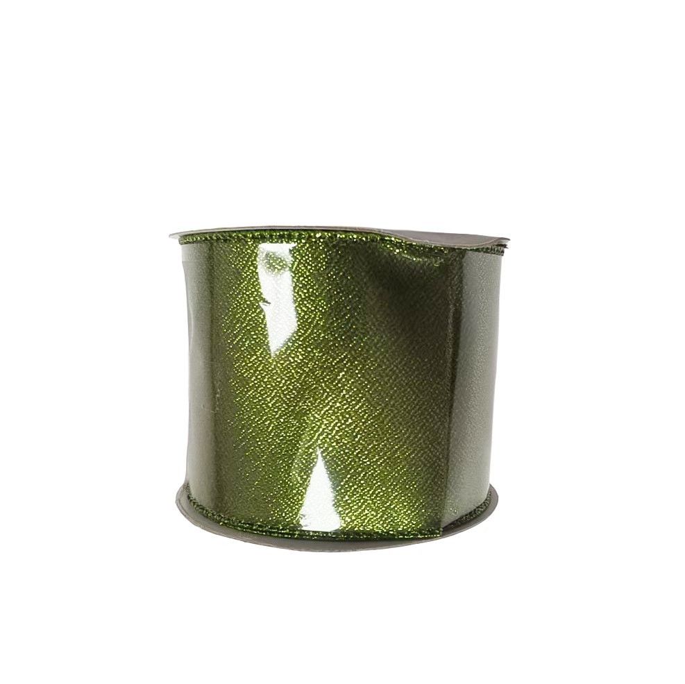 Olive Green Ribbon - Wired Edge - 63mm x 10yds