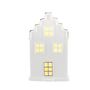 Ceramic House Ornament with Square Windows - White - LED Warm White - H11cm