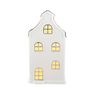 Ceramic House Ornament with Arched Windows - White - LED Warm White - H15cm