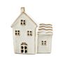 Stoneware House Ornament - White - LED Warm White - H13cm