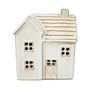 Stoneware Cottage Ornament - White - LED Warm White - H12cm