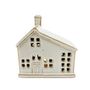Stoneware House with Sloping Roof Ornament - White - LED Warm White - H12cm