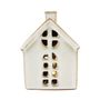 Stoneware House Ornament - Small - White - LED Warm White - H11cm
