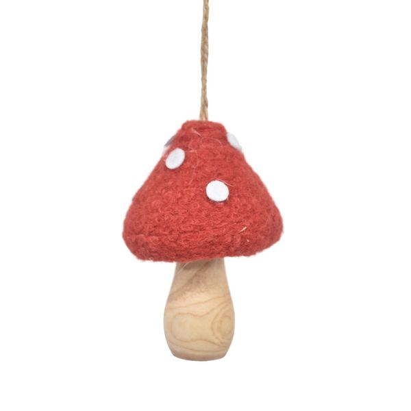 Pointed Toadstool Hanging Ornament - H11cm