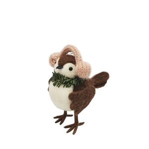 Bird Wearing Ear Muffs - H13cm